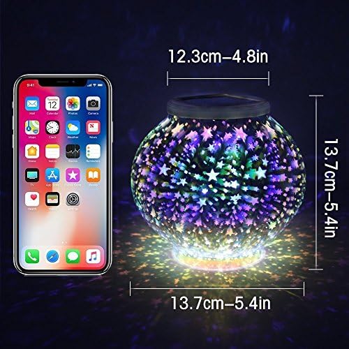 Mosaic Glass Solar Table Light, Waterproof Color Changing Mood Night Lights Solar Outdoor Table Lamp for Bedroom Party Garden Patio Yard Decoration Lighting (3D Stars) - Image 3