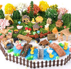 84 Pcs Fairy Garden Accessories, Miniature Village Starter Kit with Moss Model Tree Tiny Resin Animal Figures, DIY Bonsai Micro Landscape Ornament for Terrarium Succulent Dollhouse Craft by Unknown