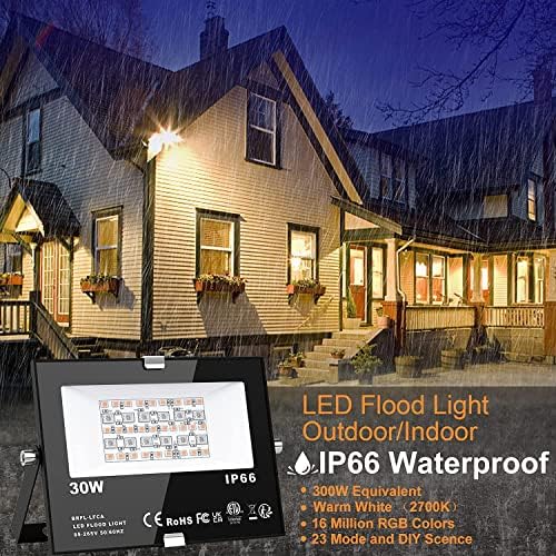 LED Flood Light Outdoor 30W, Color Changing RGB Lights 300W Equivalent - Image 2