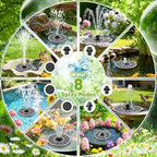 Solar Fountain with 3 Spray Height, Works in Shade, 3.5W Glass Solar Bird Bath Fountains with 2000mAh Battery and 4 Rotating Rods, 7 Nozzles, Outdoor Water Fountain Pump for Garden, Pool, Pond - Image 3