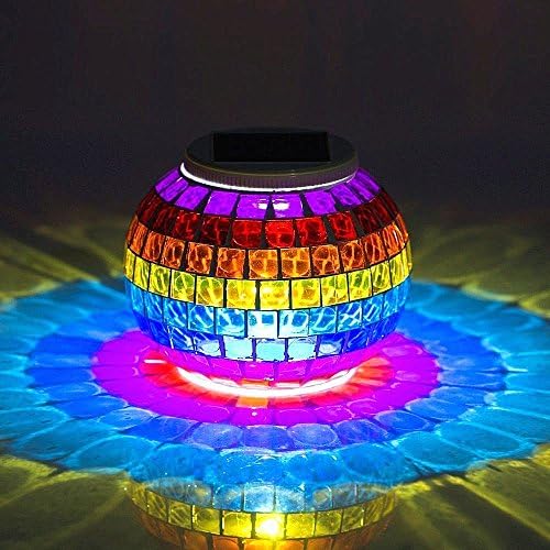 Solar Glass Mosaic LED Lights Colorful Changing Ball Lights Waterproof Solar Table Lamp for Patio Yard Party Wedding Decoration (Rainbow) - Image 3