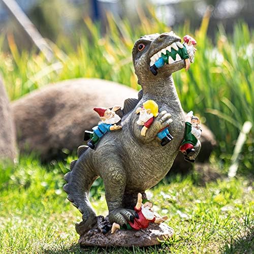 SOWSUN 14" Garden Gnomes Statue Dinosaur Outdoor Decor Gifts for Women by SOWSUN