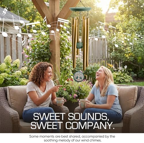 36" Windchimes Outdoors, Double Sided Engraving Pendant, Deep Tone 6 Aluminum Tubes & Pine Wood, Sympathy Gifts for Loss of a loved one, Includes Letter from Heaven & Acrylic Heart Plaque - Image 7