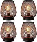 NEEDOMO Battery Operated Lamp Table Powered Lantern, Set of 4 Metal Cage Cordless Lamps with LED Bulb, Vintage Decorative Outdoor Lantern for Weddings, Parties, Patio, Events for Indoor Shelf Decor by NEEDOMO-LightUpYourSpace