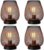 NEEDOMO Battery Operated Lamp Table Powered Lantern, Set of 4 Metal Cage Cordless Lamps with LED Bulb, Vintage Decorative Outdoor Lantern for Weddings, Parties, Patio, Events for Indoor Shelf Decor by NEEDOMO-LightUpYourSpace