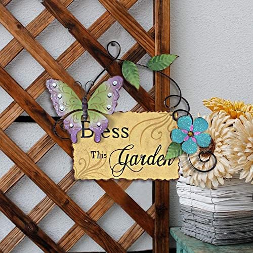 Morning View Set of 3 Vintage Metal Garden Sign with Butterfly Daisy and Leaf, Decorative Hanging Welcome Plaque for Garden Patio Porch Yard Wall Outdoor Decor - Image 4