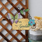 Morning View Set of 3 Vintage Metal Garden Sign with Butterfly Daisy and Leaf, Decorative Hanging Welcome Plaque for Garden Patio Porch Yard Wall Outdoor Decor - Image 4