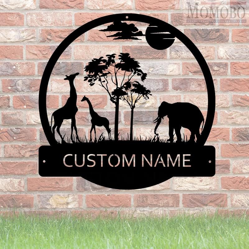 Africa Elephant and Sunshine Custom Name Sign Metal Wall Art Personalized Last Name Plaque Outdoor Metal Wall Art Personalized Gift for Wedding/Housewarming - Image 5