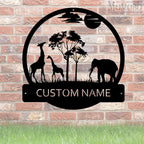 Africa Elephant and Sunshine Custom Name Sign Metal Wall Art Personalized Last Name Plaque Outdoor Metal Wall Art Personalized Gift for Wedding/Housewarming - Image 5