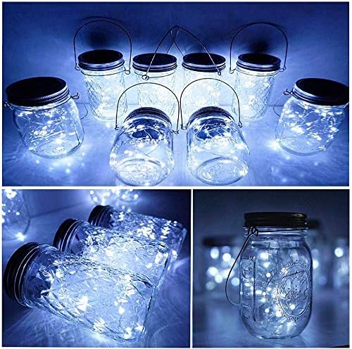 SunKite Solar Mason Jar Lights, 12 Pack 30 LED Waterproof Fairy Firefly Jar Lids String Lights with Hangers(NO Jars), Patio Yard Garden Wedding Decoration - Cool White - Image 6