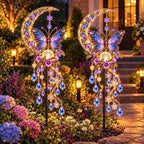 Moon Butterfly Garden Stake Light with Crystal Pendant，#B 2PCS by Unknown