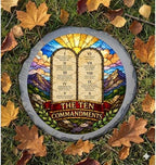 Magnolia Garden 10-Inch Ten Commandments - Faux Stained Glass Exodus Bible Verse Garden Stone, Weather-Resistant Resin Pathway Accent, Inspirational Christian Outdoor Yard Decor & Walkway Plaque - Image 6