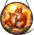Stained Glass Window Hanging，Adorable Squirrels 11.8in Sun Catchers Indoor Window, Home Decor Inside and Outside the Cottage, Unique Gifts for Women by Unknown