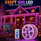 335 ft 800 LED Halloween Solar String Lights Outdoor, Orange & Purple - Image 2