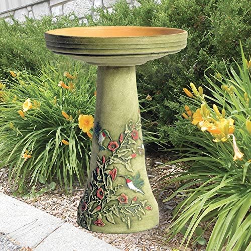 Birds Choice BCHUMMINGBIRD Hummingbird Burley Clay Bird Bath Set, Ceramic Bird Bath, 24" (H) x 17" (D), Beige - Image 6