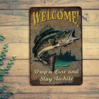 Mountain Fishing Welcome Sign Cabin Lake House Art Bass Trout Weatherproof Accessories 108122001111 - Image 3