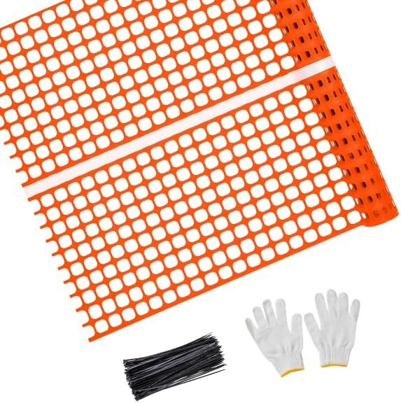 Reflective Plastic Mesh Fence, Night Visible Barrier with Zip Ties, Orange by PotatoLife
