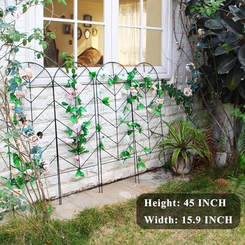 2 Pack Black Metal Garden Trellis 45"H x 15.9"W for Climbing Plants - Image 3