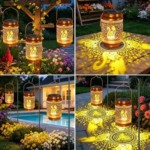 2 Pack Cat Solar Lanterns Outdoor Waterproof Garden Decor, Dragonfly Birthday Gifts for Women Mom Grandma Christmas, Metal Hanging Solar Lights for Outside Yard Patio Pathway Backyard Porch - Image 5
