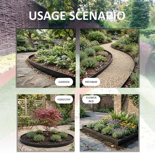 20ft. 6-Pack Galvanized Steel Landscape Edging - 40" L x 6" H Lawn Edging with 6 Stakes, Hammer-in Metal Garden Border for Landscaping, Lawn & Yard (Black) - Image 6