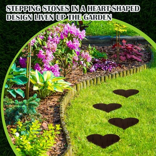 Tandefio 3 Pcs Heart Garden Stepping Stones 12 Inch, Cast Iron, Dark Brown - Image 6