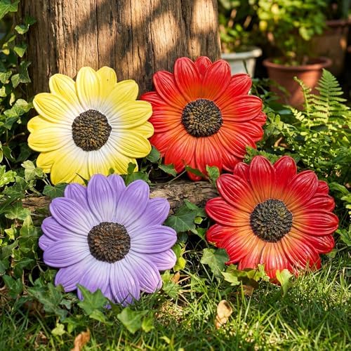 Cinnvoice 6 Pack Garden Stepping Stones Outdoor - 10 Inch Resin Decorative Stone for Garden Walkway Patio Landscaping Yard Decor(Daisy) - Image 6
