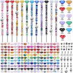 AIPRIDY DIY Crystal Beaded Fairy Wand Garden Stakes Kit, Colorful Decorative Wands with Assembly Guide, 12 or 10 Inch Threaded Rods,Outdoor Garden Decoration Set (275, Rainbow+Diamond Top) by AIPRIDY