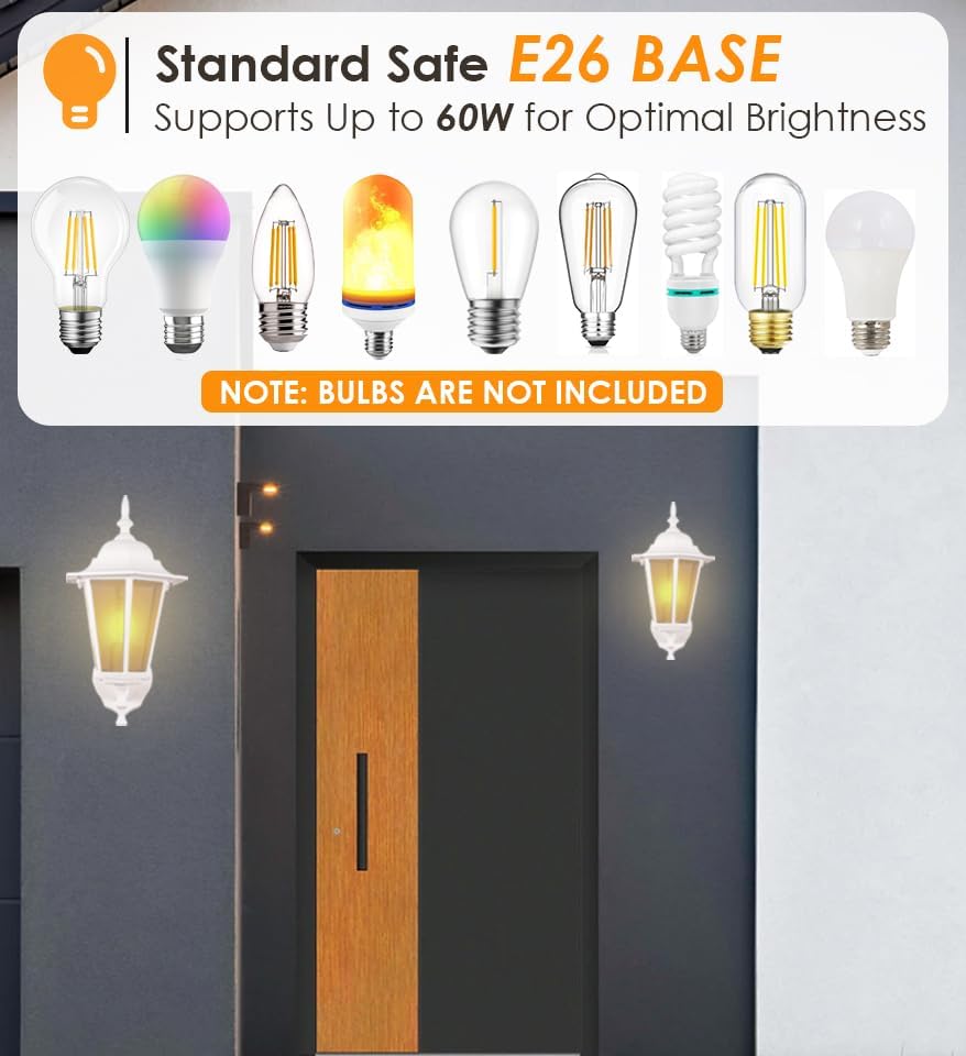 GRUENLICH Outdoor Wall Light Fixture, Antirust Aluminum Glass, White 1 Pack - Image 3