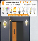 GRUENLICH Outdoor Wall Light Fixture, Antirust Aluminum Glass, White 2 Pack - Image 3