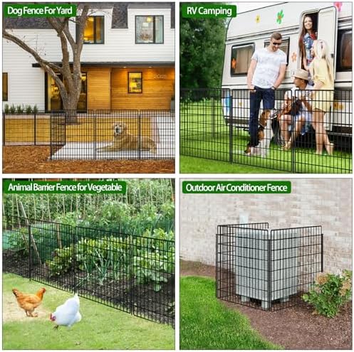 10 Panels Garden Fencing Animal Barrier, 33 in(H) X 24 ft(L) Dog Fence Outdoor for Yard Rustproof No Dig Decorative Tall Garden Fence Metal Wire Panel Border Patio Rabbit Temporary Ground Stakes - Image 6