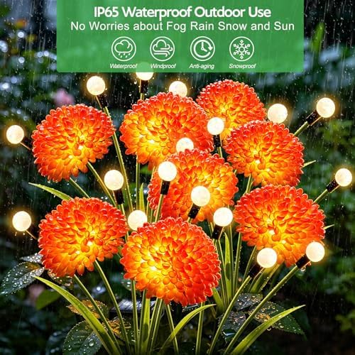 Solar Firefly Lights Outdoor Waterproof, 8 Pack Solar Flowers Swaying Lights with Flowers, Flower Light Garden Decor for Outside Yard Patio Halloween Christmas, Gifts for Women Grandma - Image 4