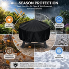 Round Fire Pit Cover for Member's Mark Tabletop Fire Bowl, Compatible con Best Choice Products, Cubierta Redonda de Tela Oxford 420D con Cordón Ajustable para Patio y Jardín,C 122 * 46cm - Image 2