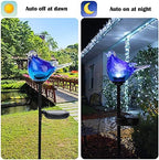 Afirst Outdoor Solar Garden Lights, Hand Blown Glass Blue Bird Yard Stake - Image 3