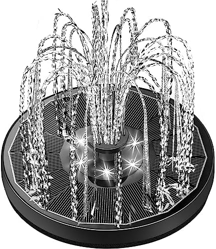 Yzert Solar Fountain Glass Panel with 2200 mah Battery, 3.5W Floating Solar Water Fountain with 4 Fixed Rods, Solar Pump for Bird Bath, Garden, Pond, Pool, Outdoor (Black Panel White Lights) by Yzert
