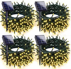 Solar Christmas Lights Outdoor 4 Pack 132FT 400LED String Lights Warm White by EXF