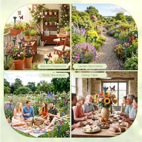 Tujoe 9 Pcs Solar Moving Butterfly Garden Stakes, Waterproof, Red - Image 6