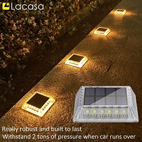 Lacasa Solar Deck Lights, 4 Pack 30LM LED Dock Light Warm White 2700K, Outdoor Solar Powered Step Light Up All Night IP68 Waterproof Auto ON/Off for Garden Stairs Driveway Pathway - Image 2