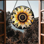 Retro Sunflower Stained Glass Window Hanging Suncatcher Gifts for Mom 9.8" - Image 5