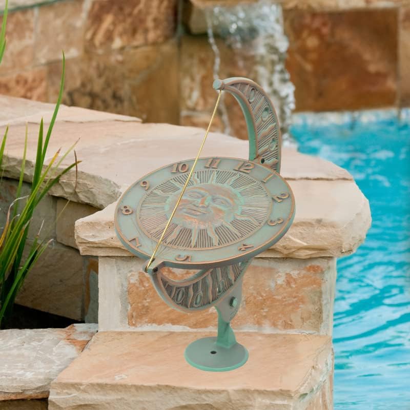 Whitehall Products Sun and Moon Sundial, Copper Verdi - Image 4