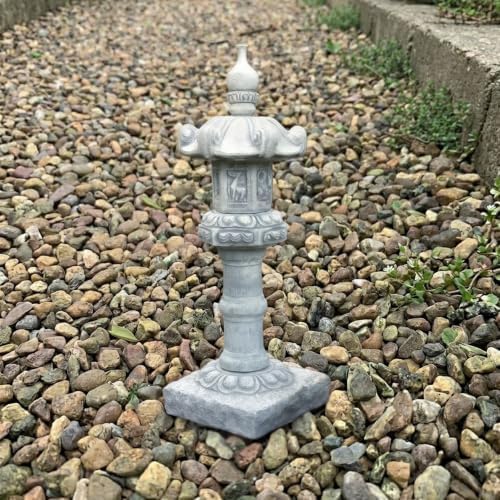 OLOMA Concrete Japanese Garden Lantern Sculpture Stone Pagoda Outdoor Decor Buddhist Serenity Statue Zen Garden Ornament Asian Landscape Figurine - Image 5