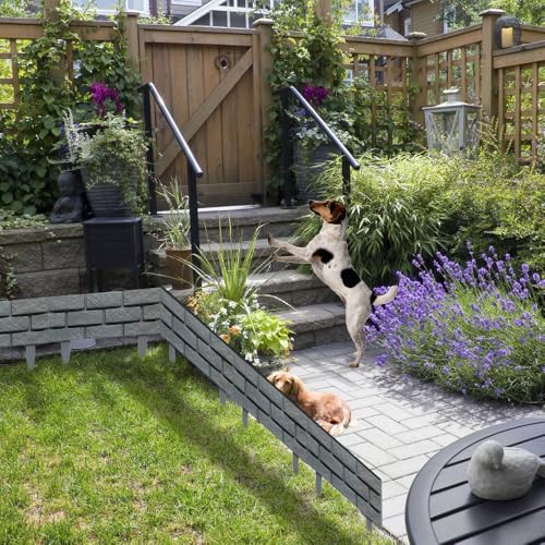 Brick Effect Garden Fence,Flower Bed Border Detachable Splicing Garden Fence,Simulation Bricks Fencing Panels Garden Edging Decoration,4 Pieces,Grey. - Image 5