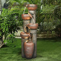 Hamiedun 5 -Tier Water Fountain Outdoor Decor, Large Waterfalls Fountains for Outsides with LED Lights, Indoor and Outdoor Fountain for Garden, Patio, Deck, Porch, Backyard and Home Art Decor by Hamiedun