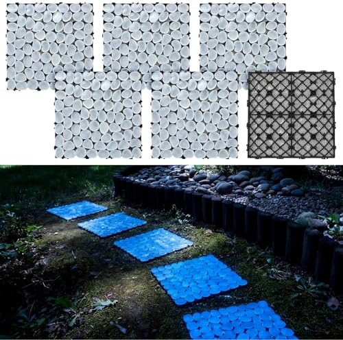 6 Pcs Glow in The Dark Stepping Stones Garden, Square, White by Unknown