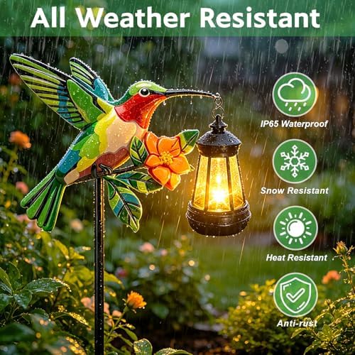 Hummingbird Solar Garden lights Outdoor Waterproof, Gifts for Women Mom Grandma Daughter, Stake lights with Solar Lantern, Hanging Solar Lights, Solar Path Lights Yard Art Outside Patio Garden Decor - Image 6