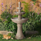 Farron 46" High Gray 3-Tier LED Lighted Outdoor Large Fountain by JohnTimberland