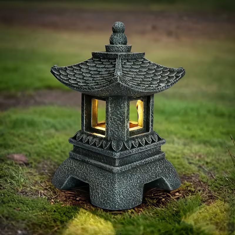 12" Tall Japanese Pagoda Garden Statue - Zen Buddha Outdoor/Indoor Resin Sculpture with Sturdy Base, Asian Zen Temple Decor for Patio, Yard, Balcony, Tabletop - Image 3