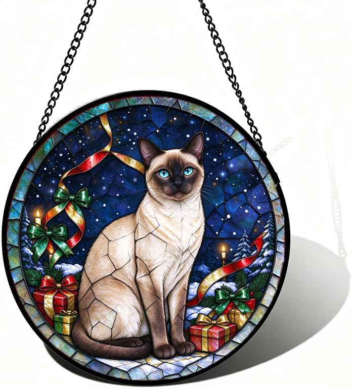 Stained Glass Window Hanging Tonkinese Suncatcher Gifts for Women 11.8" by Unknown