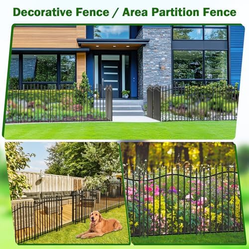 No Dig Garden Fence 32" H x 22.5'L with Gate Decorative Yard Dog Panels - Image 4