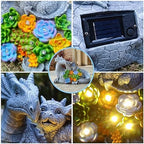 Solar Dragon Statue with LED Lights, Dargon Lover Gifts with Succulent and 6 LED Lights for Outdoor,Solar Dragon Decor for Yard, Garden and Patio, Unique Garden Statue for Mom Grandma - Image 4