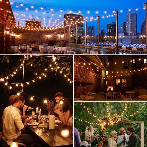Mlambert 300Ft(3x100Ft) LED Outdoor String Lights Dimmable Waterproof G40 Globe Patio Lights with 150+7 Warm White Bulbs for Backyard Cafe-Black Cord - Image 5